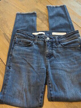 Pilcro and the Letterpress Medium Wash Raw Hem Script Skinny Blue Jeans Size  25